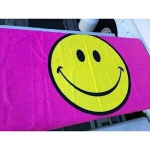 Flag Pink Happy Face Banner Dorm Bedroom USA 3' X 5'